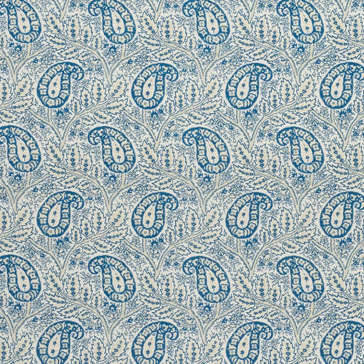 Schumacher 1297002 Whittaker Paisley Indigo fabric swatch