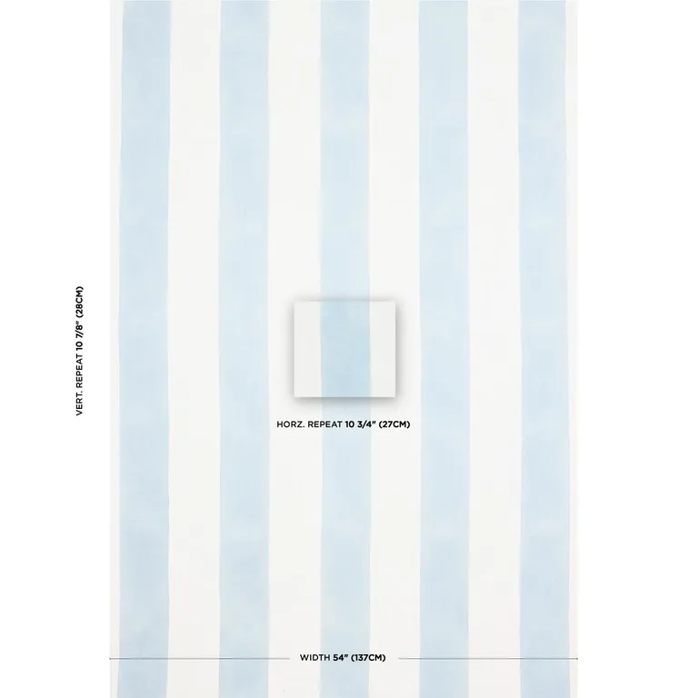 Schumacher 181810 Wide Hand Block Stripe Blue fabric swatch
