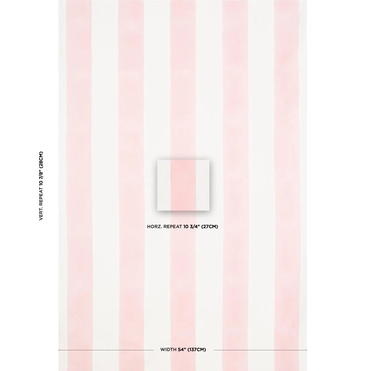 Schumacher 181811 Wide Hand Block Stripe Pink fabric swatch