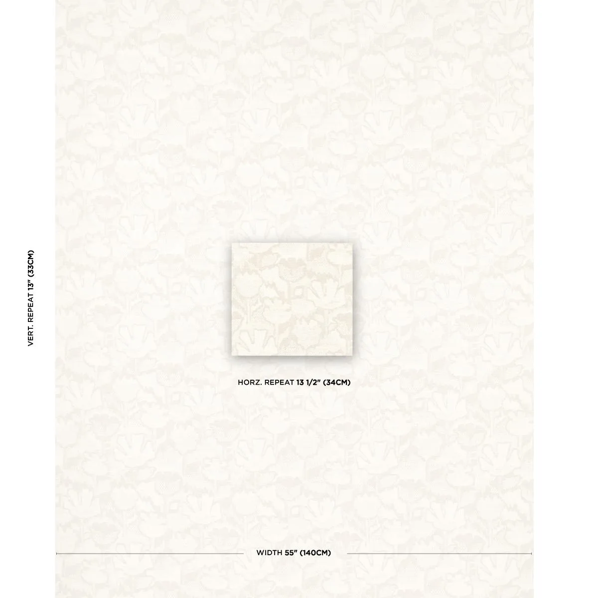 Schumacher 83451 Wild Flower Ivory fabric swatch