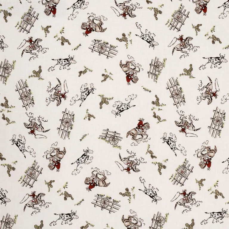 Schumacher 180460 Wild West Performance Linen Cream fabric swatch