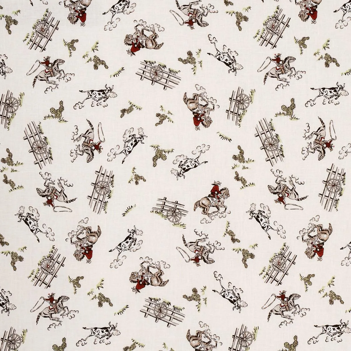 Schumacher 180460 Wild West Performance Linen Cream fabric swatch