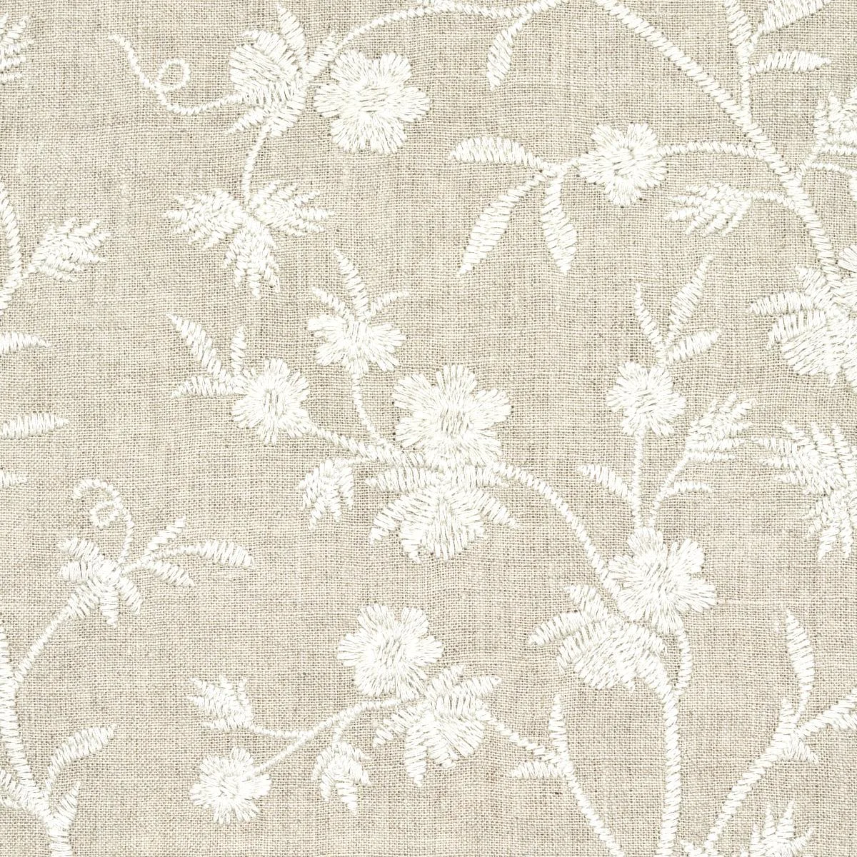Schumacher 67190 Wildflower Embroidery Linen fabric swatch