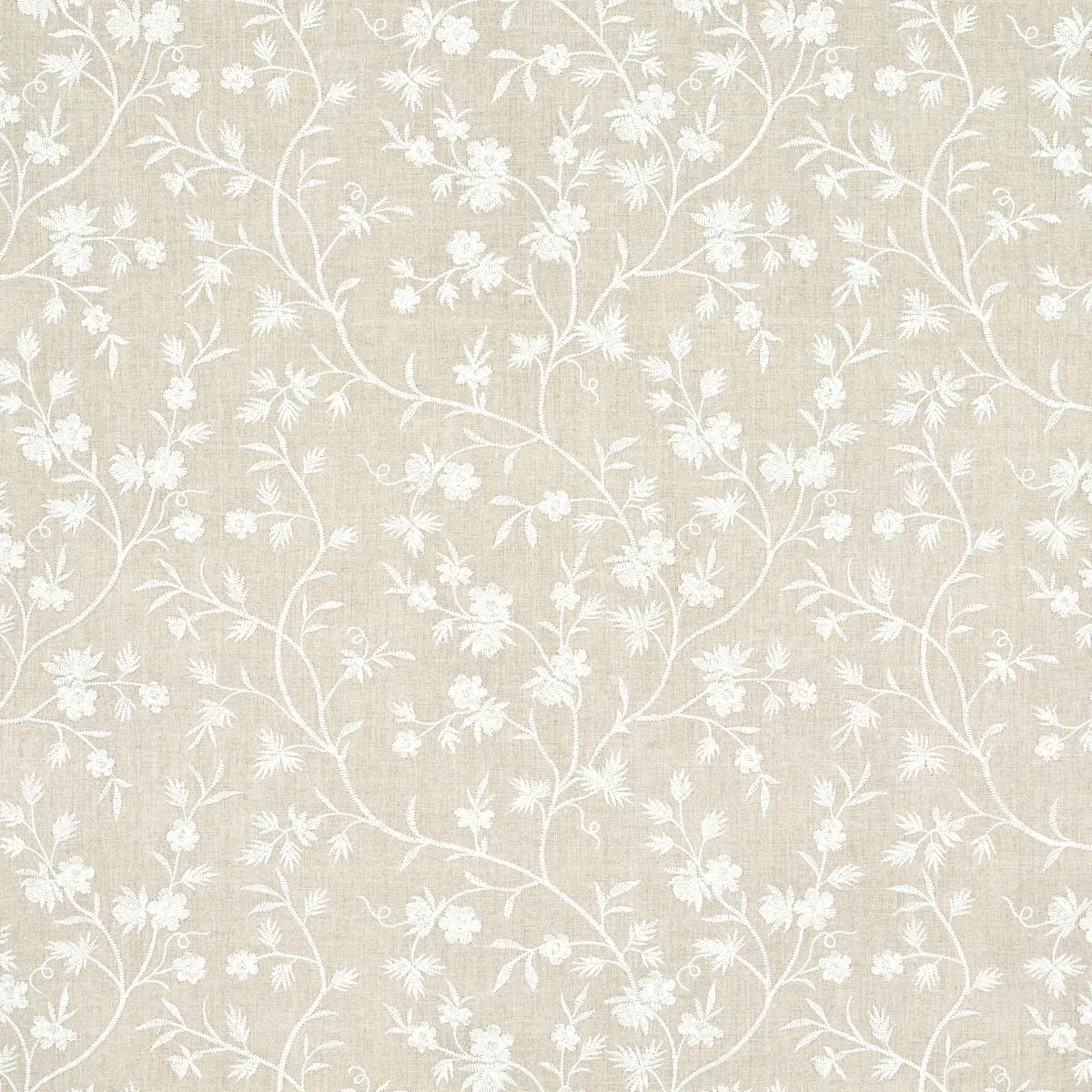 Schumacher 67190 Wildflower Embroidery Linen fabric swatch