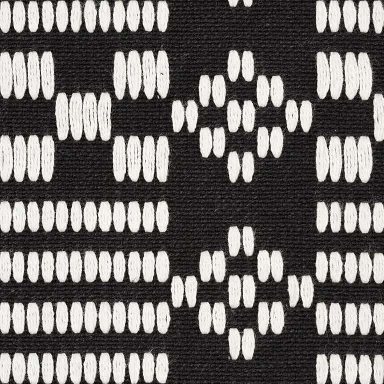 Schumacher 76791 Wilson Embroidery Black fabric swatch