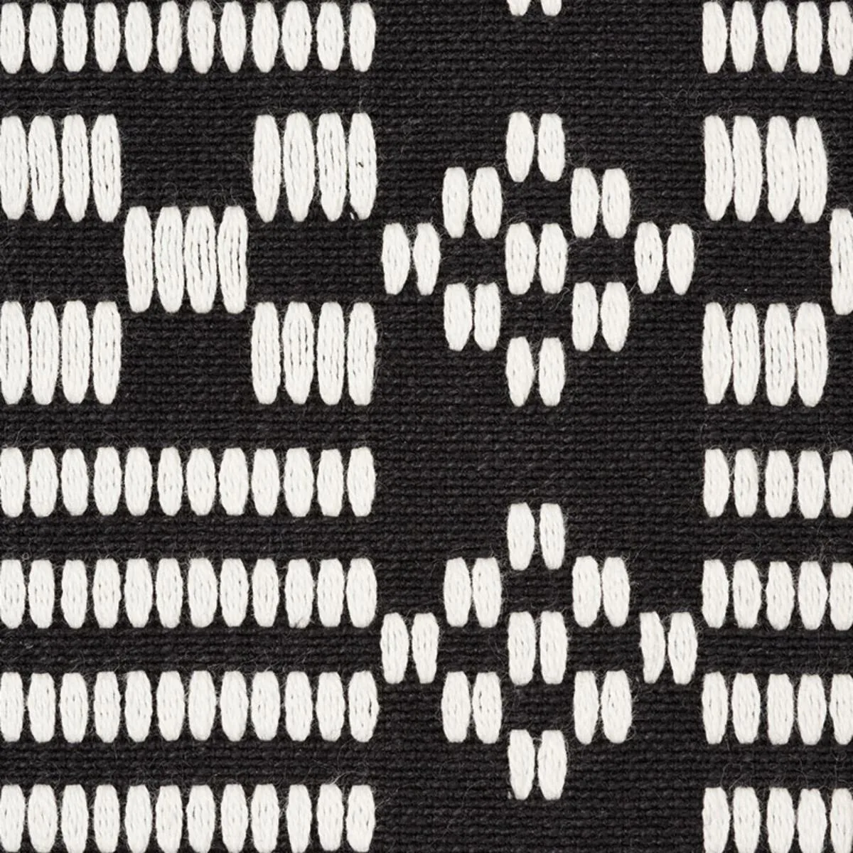 Schumacher 76791 Wilson Embroidery Black fabric swatch