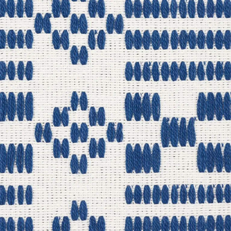 Schumacher 76790 Wilson Embroidery Indigo fabric swatch