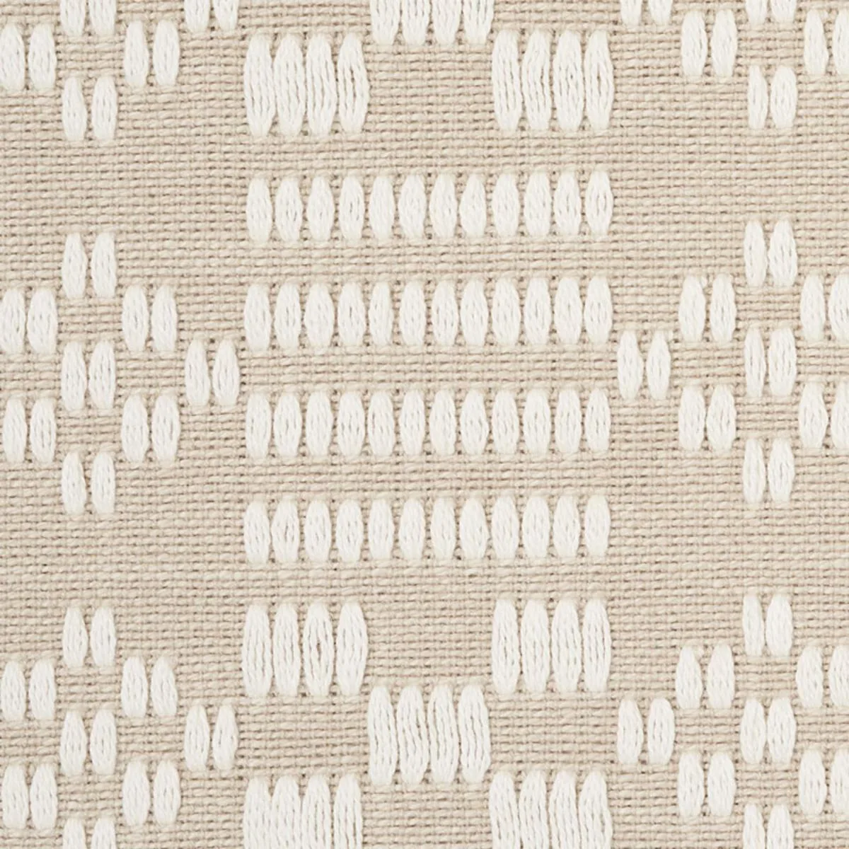 Schumacher 76792 Wilson Embroidery Sand fabric swatch