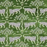 Schumacher 80084 Woodland Leopard Velvet Emerald fabric swatch