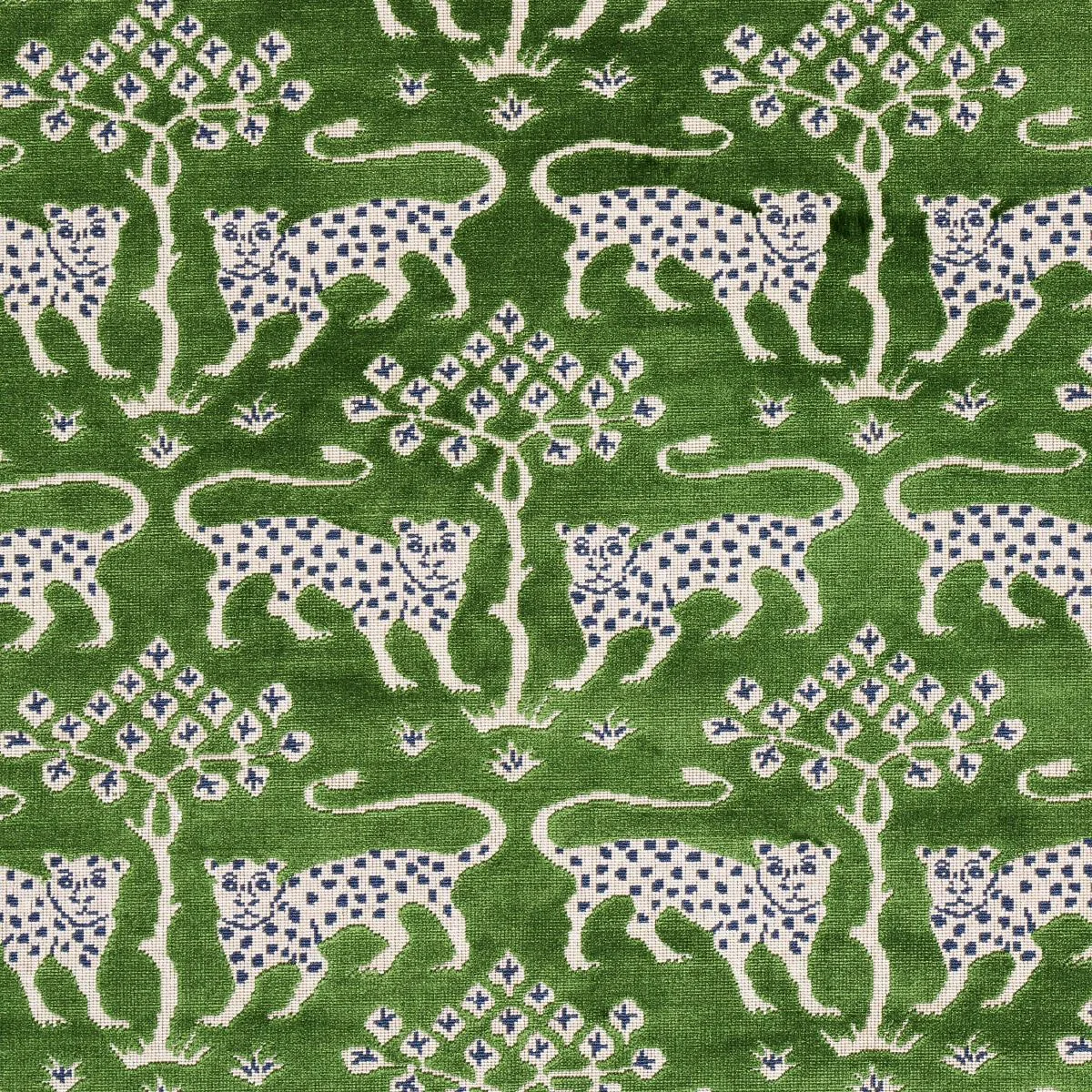 Schumacher 80084 Woodland Leopard Velvet Emerald fabric swatch
