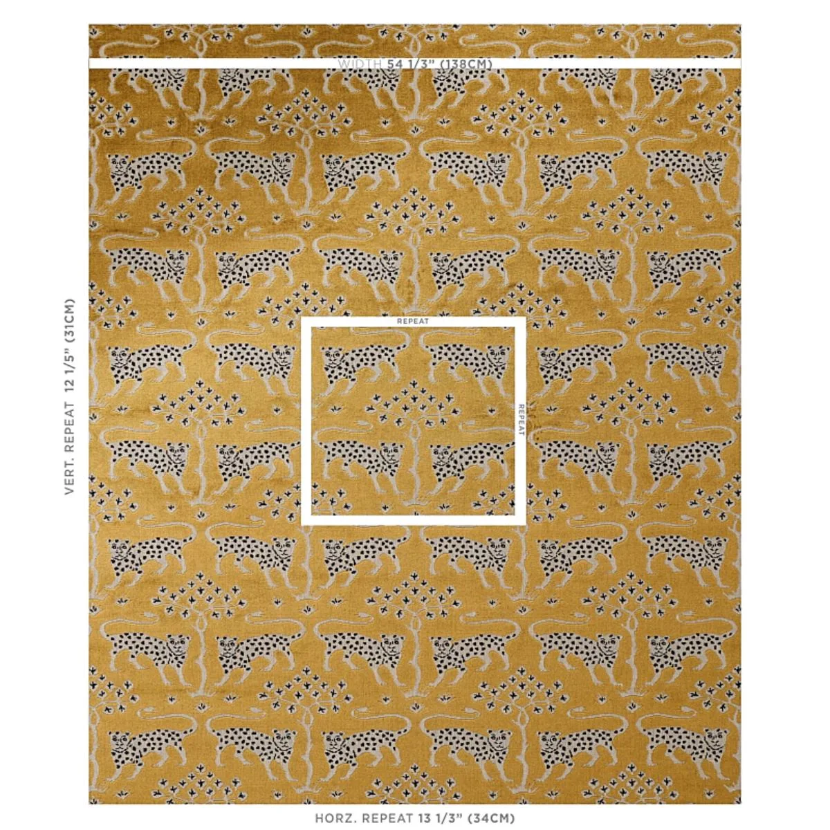 Schumacher 80081 Woodland Leopard Velvet Gold fabric swatch