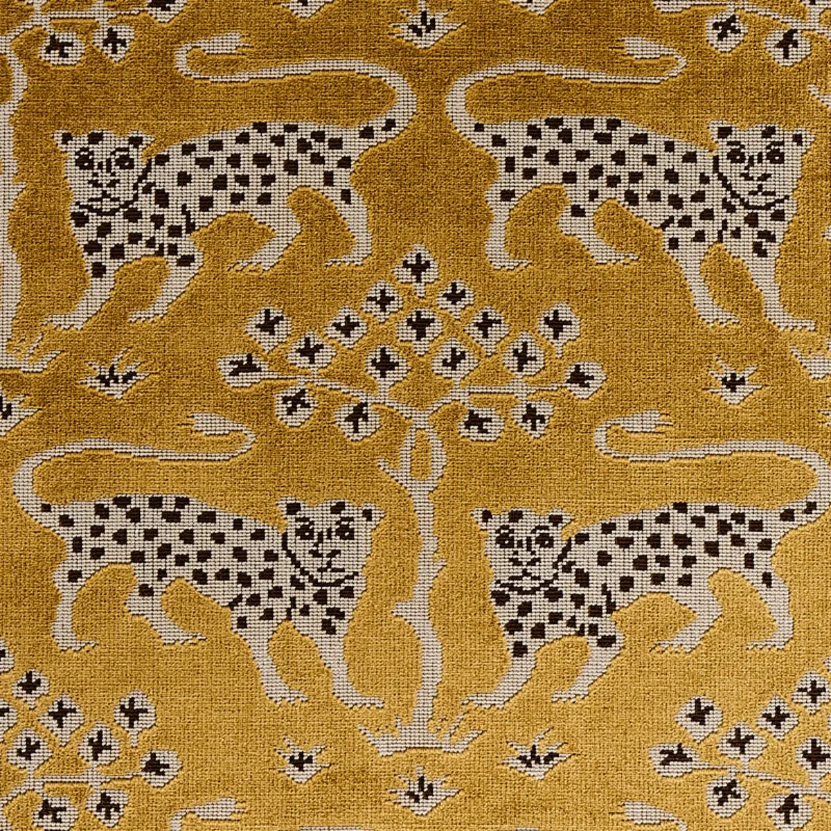 Schumacher 80081 Woodland Leopard Velvet Gold fabric swatch