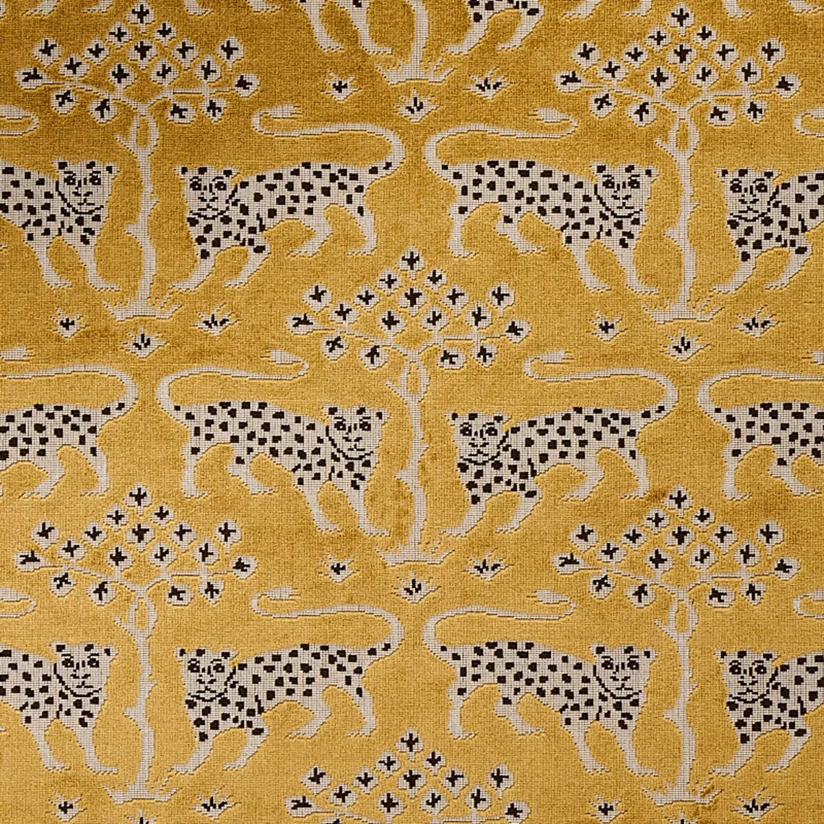 Schumacher 80081 Woodland Leopard Velvet Gold fabric swatch