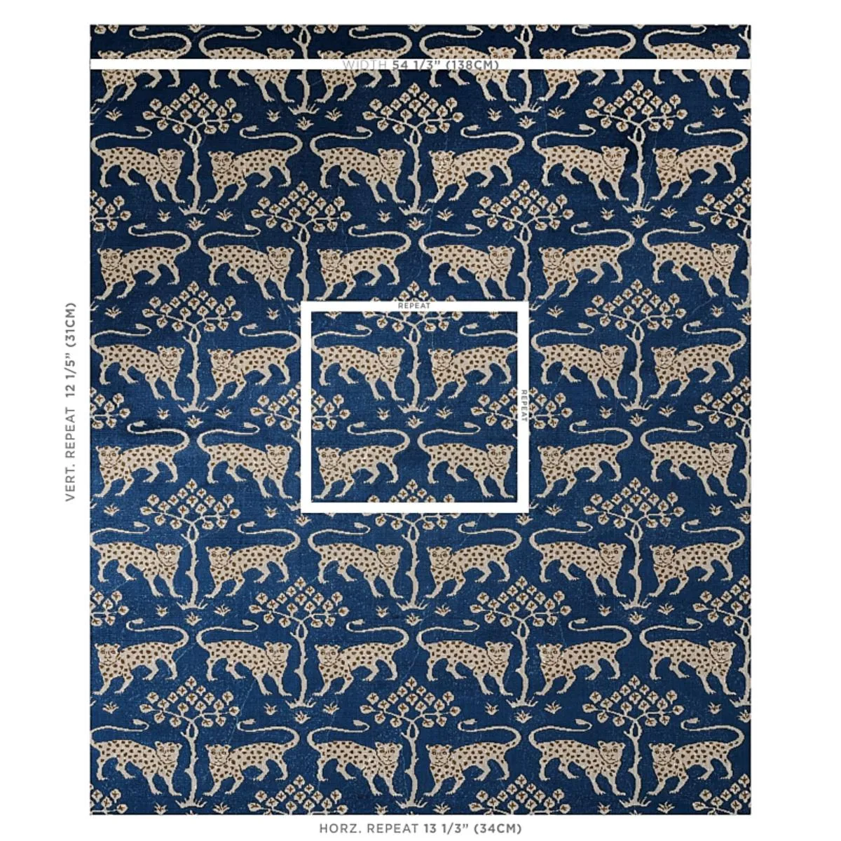 Schumacher 80082 Woodland Leopard Velvet Sapphire fabric swatch