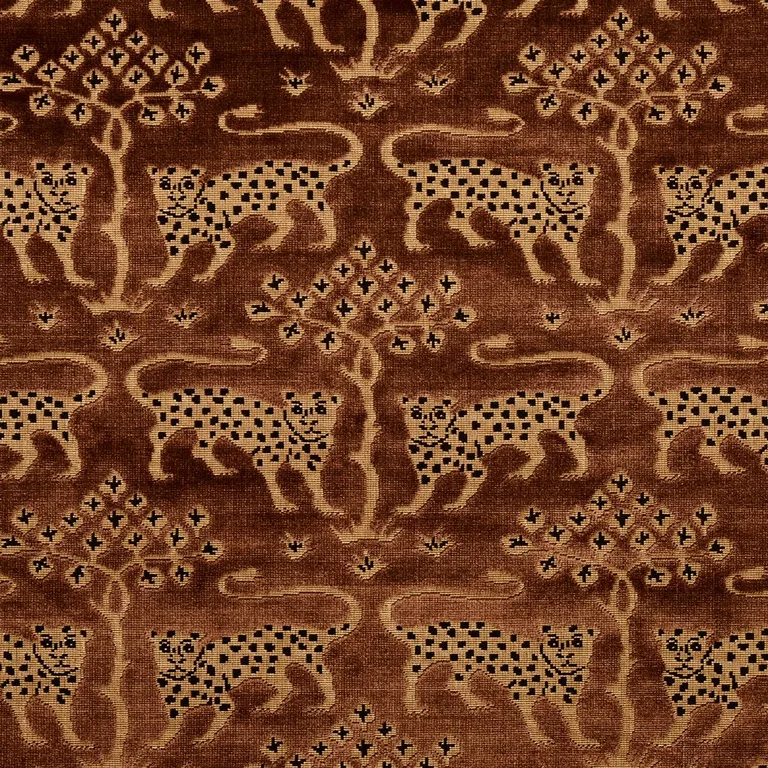 Schumacher 80083 Woodland Leopard Velvet Sepia fabric swatch