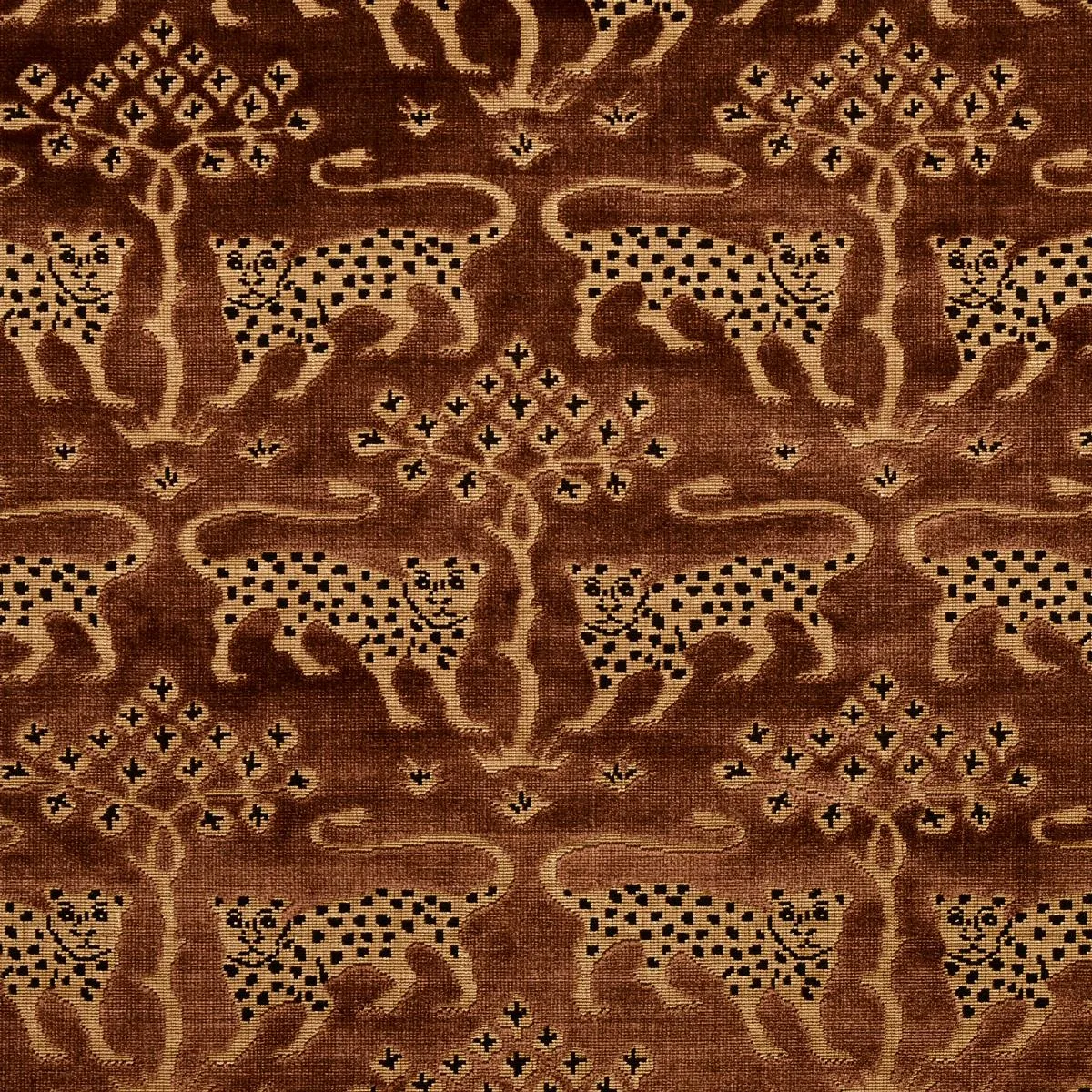 Schumacher 80083 Woodland Leopard Velvet Sepia fabric swatch