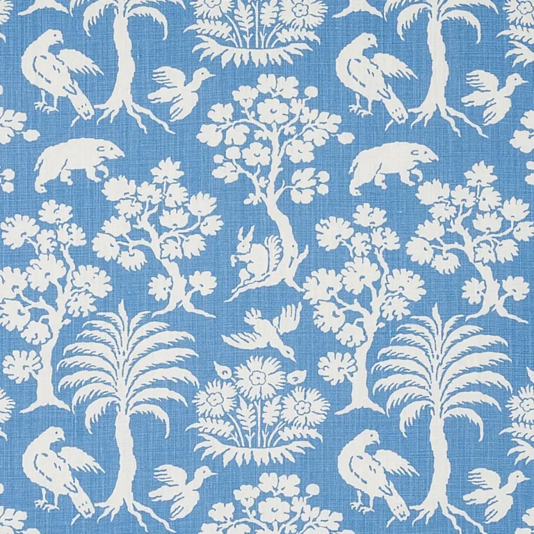 Schumacher 176176 Woodland Silhouette Blue fabric swatch