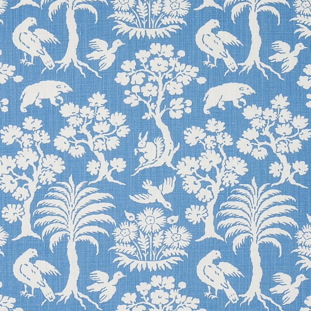 Schumacher 176176 Woodland Silhouette Blue fabric swatch