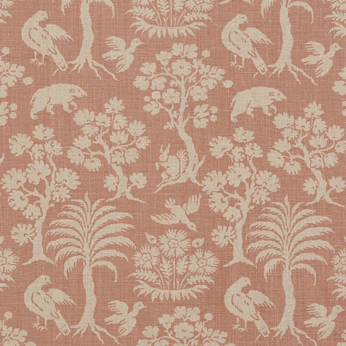 Schumacher 176170 Woodland Silhouette Blush fabric swatch