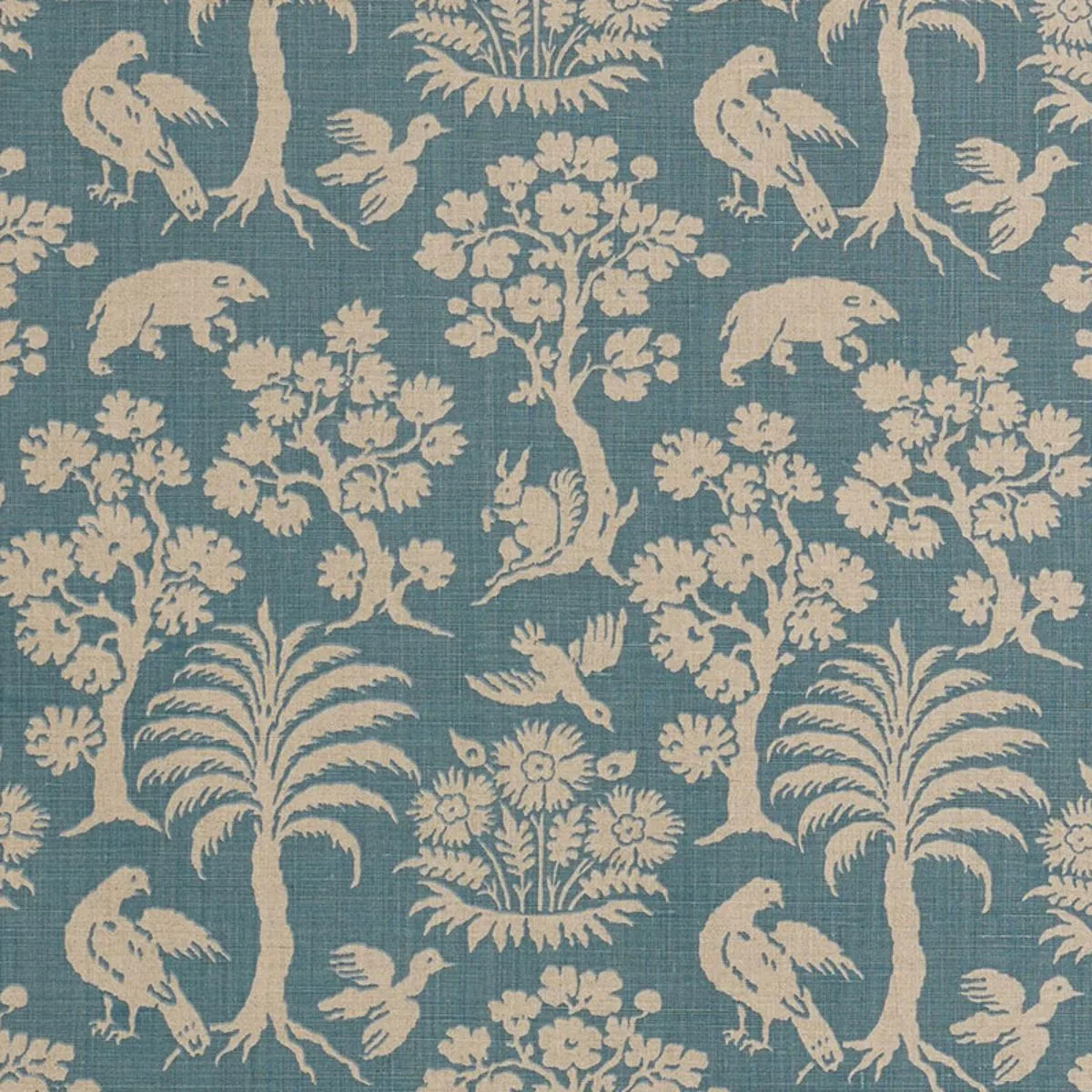 Schumacher 176174 Woodland Silhouette Cadet fabric swatch
