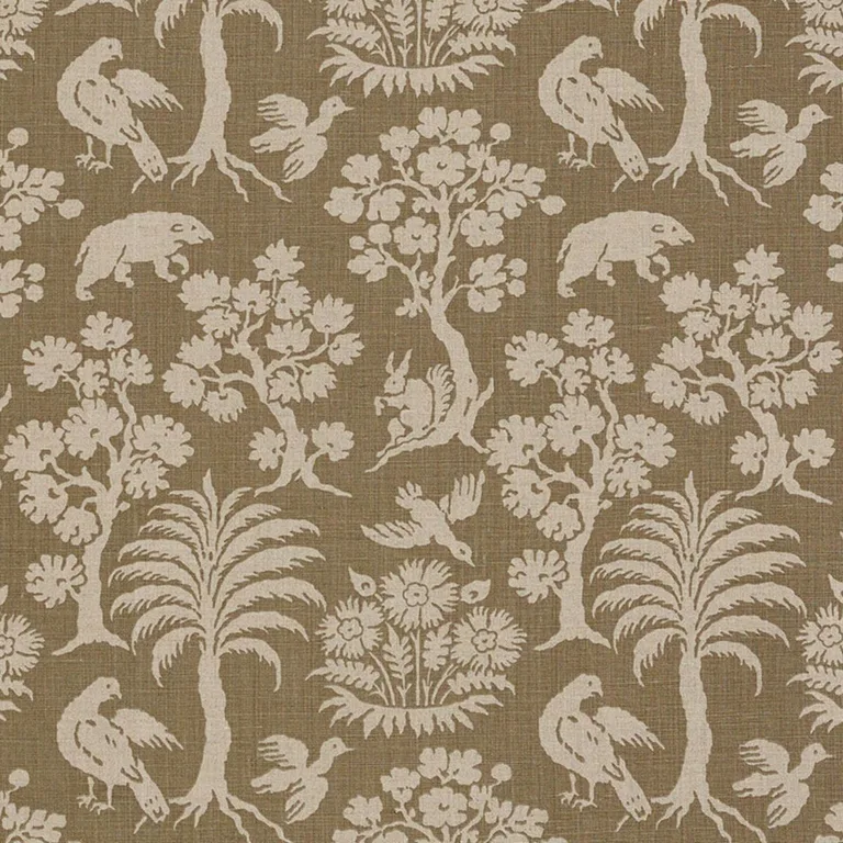 Schumacher 176172 Woodland Silhouette Mocha fabric swatch