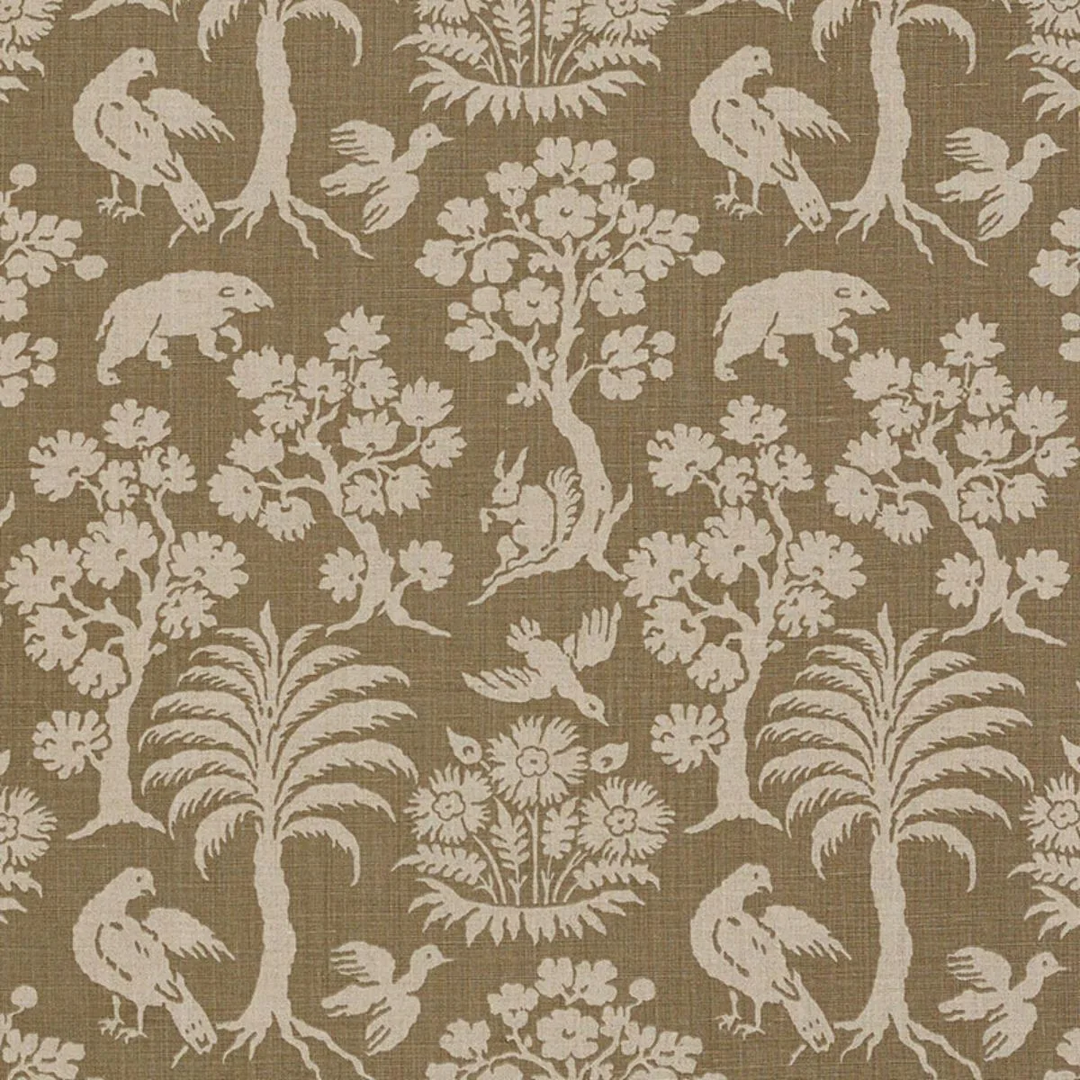 Schumacher 176172 Woodland Silhouette Mocha fabric swatch