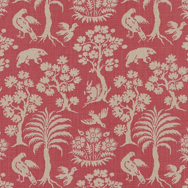 Schumacher 176171 Woodland Silhouette Rhubarb fabric swatch