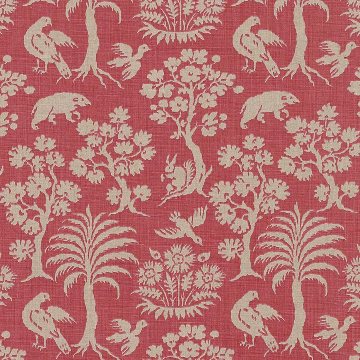 Schumacher 176171 Woodland Silhouette Rhubarb fabric swatch