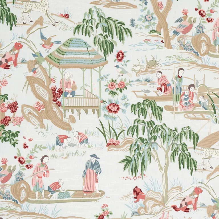 Schumacher 176773 Yangtze River Aqua fabric swatch