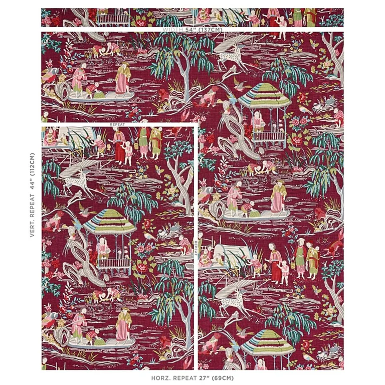 Schumacher 176772 Yangtze River Aubergine fabric swatch