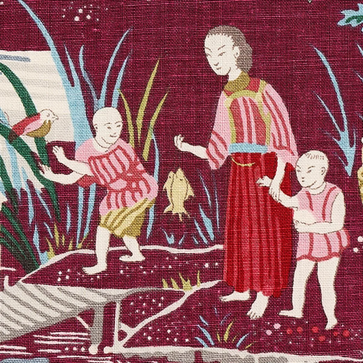 Schumacher 176772 Yangtze River Aubergine fabric swatch