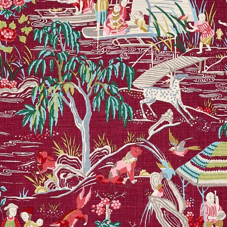 Schumacher 176772 Yangtze River Aubergine fabric swatch