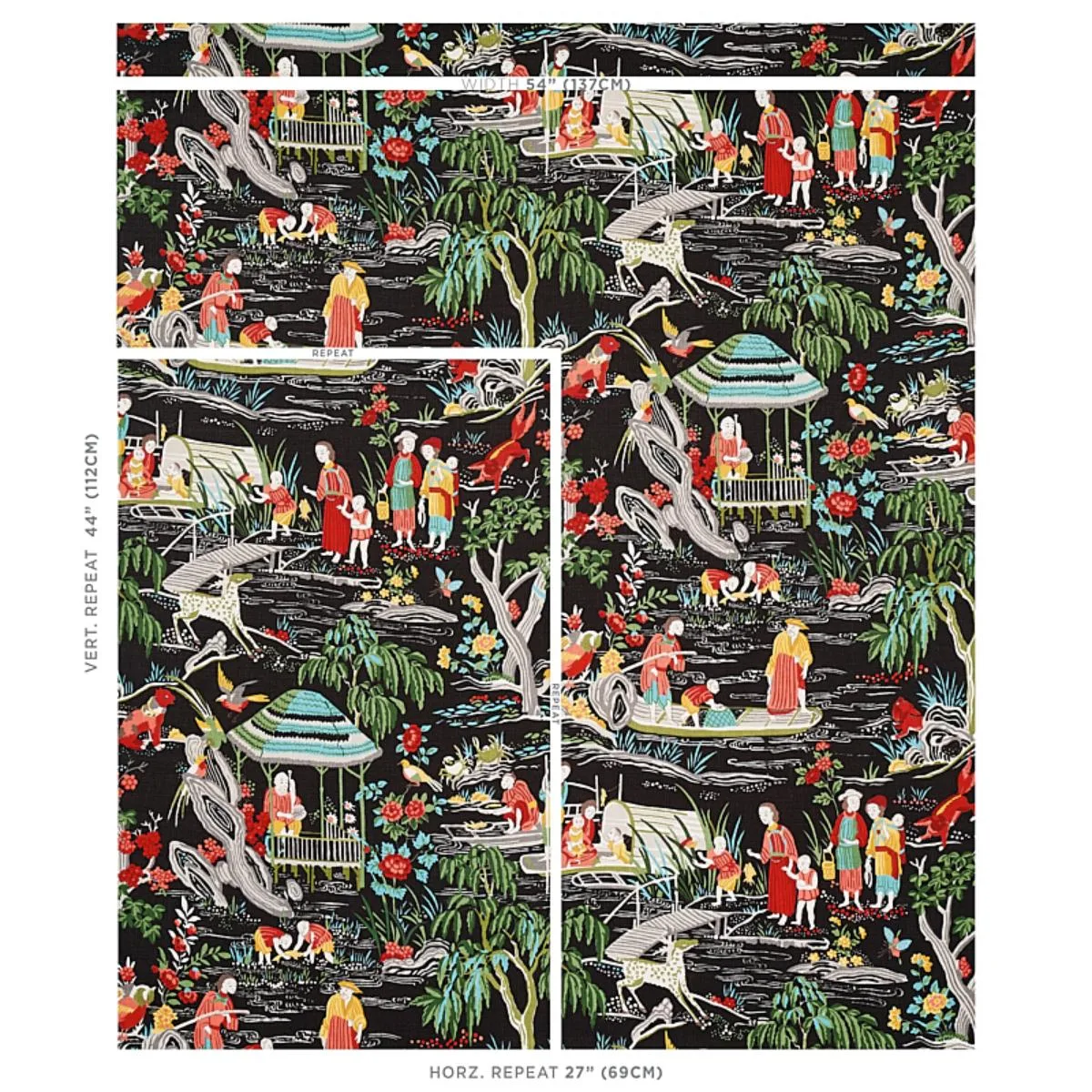 Schumacher 176771 Yangtze River Onyx fabric swatch
