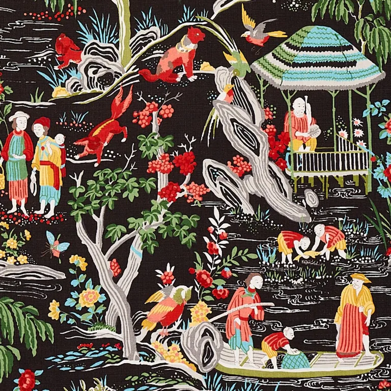 Schumacher 176771 Yangtze River Onyx fabric swatch