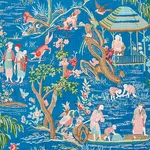 Schumacher 176775 Yangtze River Peacock fabric swatch