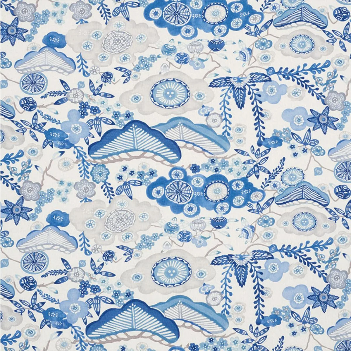Schumacher 177010 Yume Blue fabric swatch