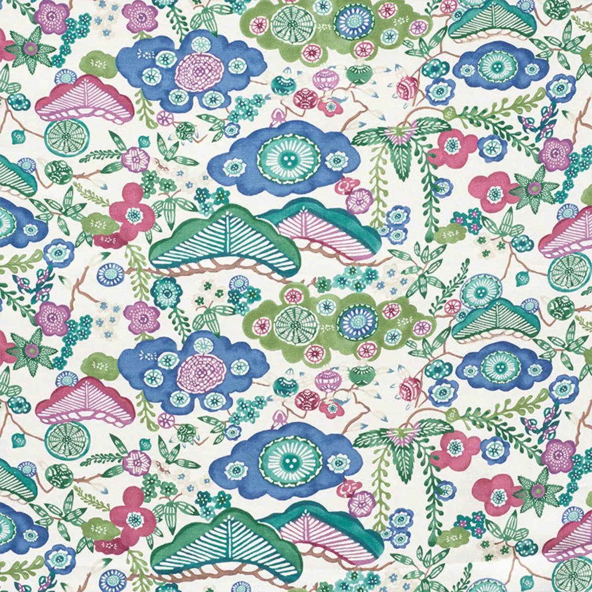 Schumacher 177011 Yume Emerald fabric swatch