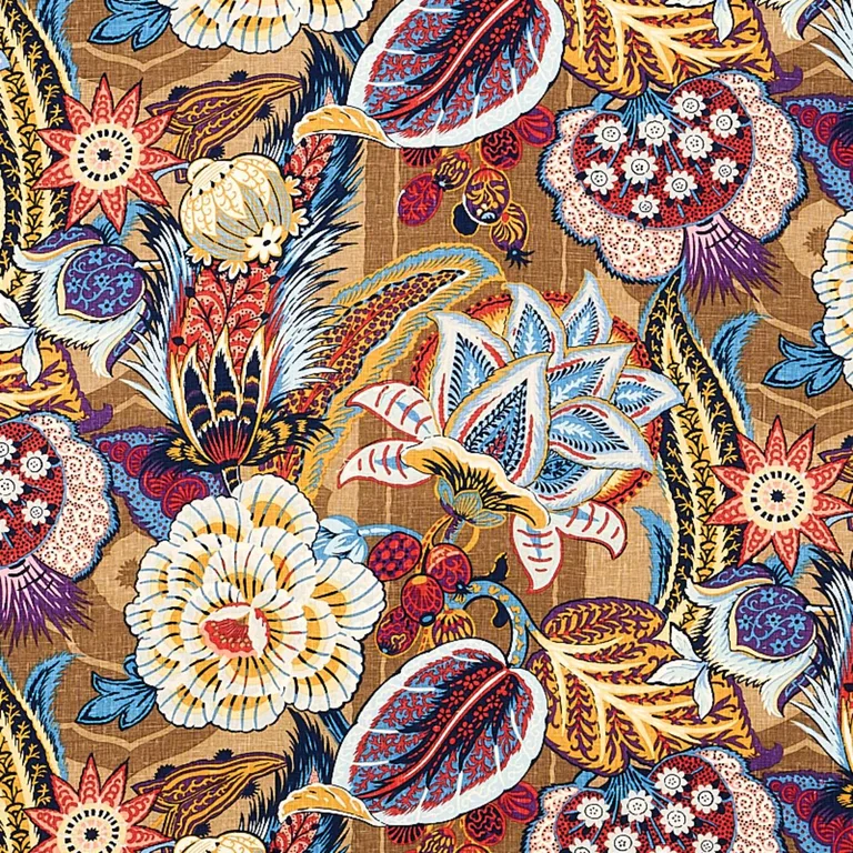 Schumacher 173520 Zanzibar Linen Print Cerulean fabric swatch