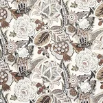 Schumacher 173524 Zanzibar Linen Print Ebony & Mocha fabric swatch