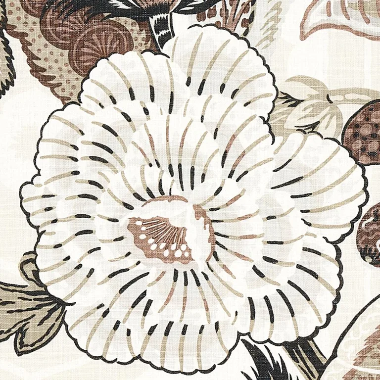 Schumacher 173524 Zanzibar Linen Print Ebony & Mocha fabric swatch