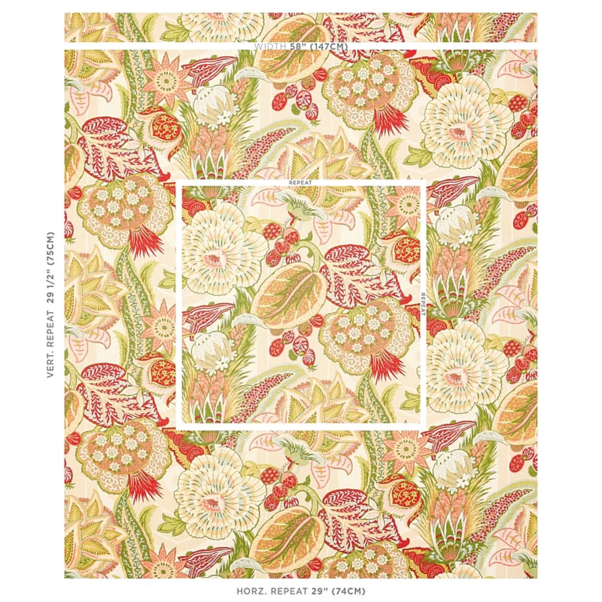 Schumacher 173521 Zanzibar Linen Print Melon fabric swatch