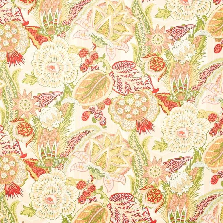 Schumacher 173521 Zanzibar Linen Print Melon fabric swatch