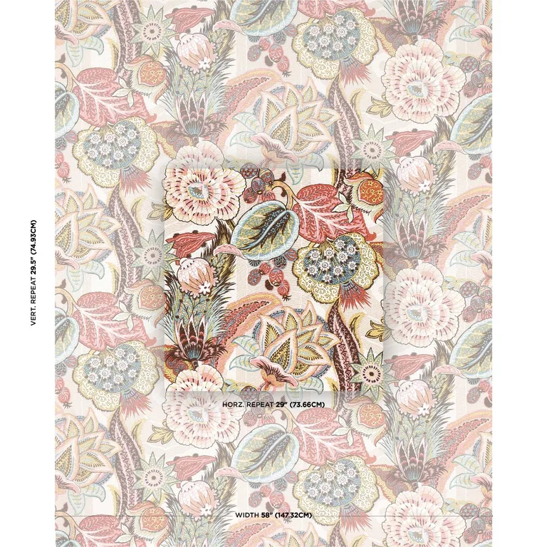 Schumacher 173525 Zanzibar Linen Print Pink fabric swatch