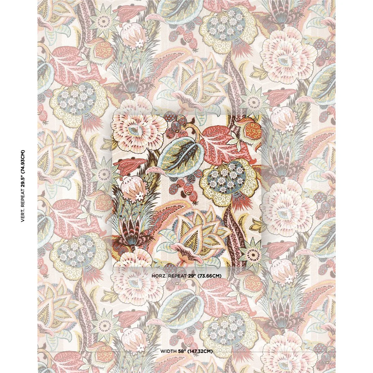 Schumacher 173525 Zanzibar Linen Print Pink fabric swatch