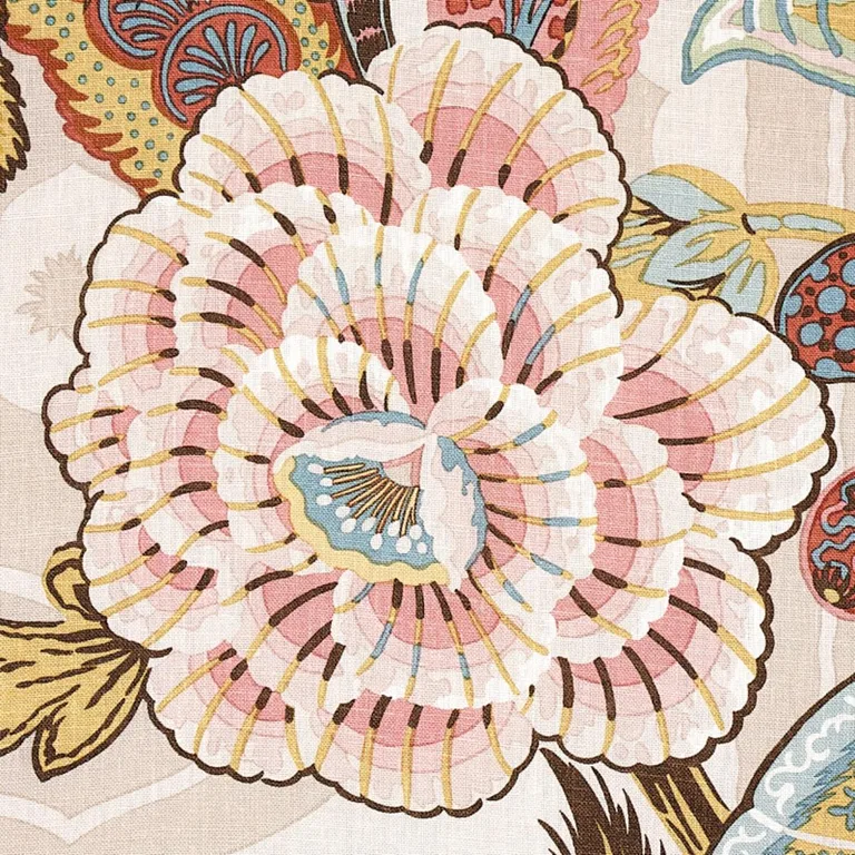 Schumacher 173525 Zanzibar Linen Print Pink fabric swatch