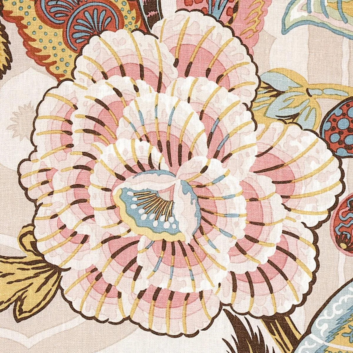 Schumacher 173525 Zanzibar Linen Print Pink fabric swatch