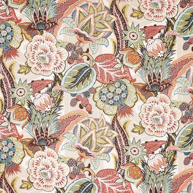 Schumacher 173525 Zanzibar Linen Print Pink fabric swatch