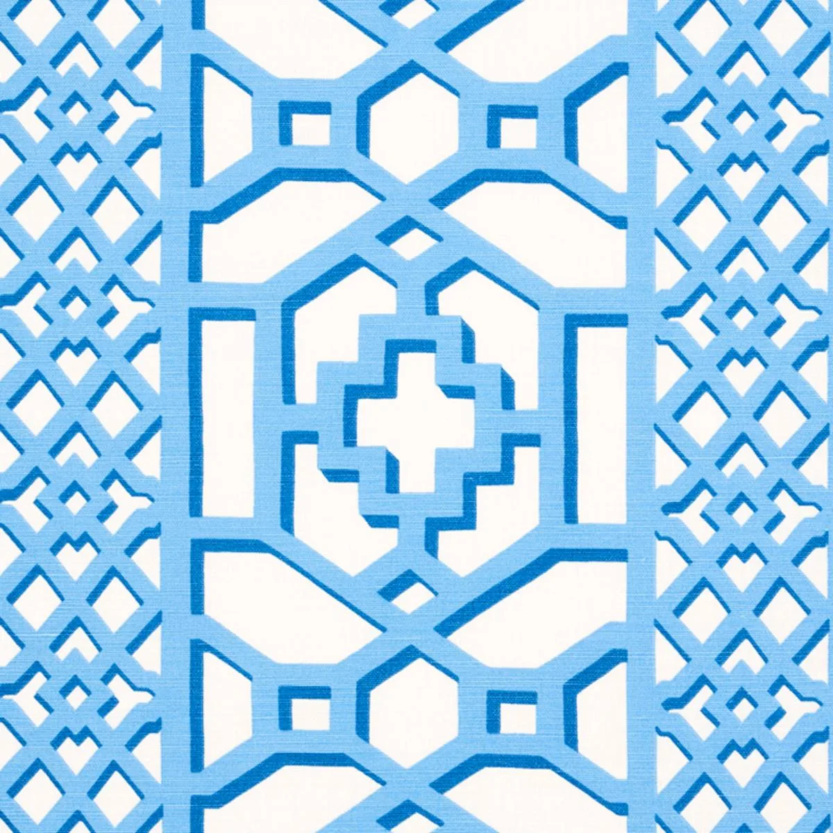 Schumacher 175748 Zanzibar Trellis Blue fabric swatch