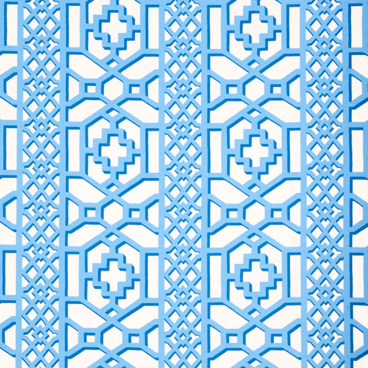 Schumacher 175748 Zanzibar Trellis Blue fabric swatch