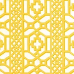 Schumacher 175730 Zanzibar Trellis Chintz Canary fabric swatch
